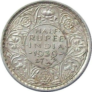 British India ½ - Rupee Silver Coin 1939 George Vi Cat № Km 549 Vf