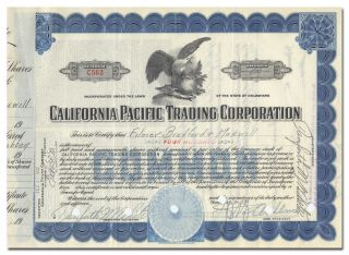 California Pacific Trading Corporation Stock Certificate