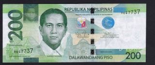 " 2016f " Philippines 200 Pesos Ngc Single Prefix Aquino/tetangco Sn H647737 Unc