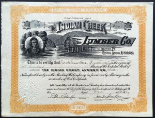 Indian Creek Lumber Company Stock 1927 Pittsburgh,  Pennsylania.  Connellsville Vf