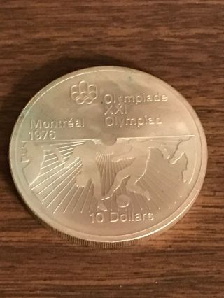 1976 Canada $10 Olympic Coin Sterling Silver.  925 Pure 1.  4454 Ounce Oz.  - Soccer