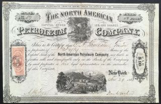 North American Petroleum Company Stock 1864.  York.  Very Attractive Cert.  Vf