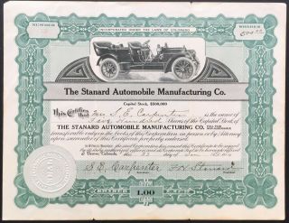 Standard Automobile Manufacturing Co Stock 1914.  Denver,  Colorado.  F.  H.  Standard