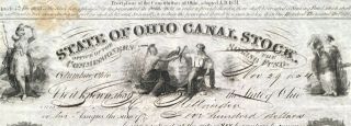 OHIO CANAL STOCK,  STATE of OHIO Bond 1854.  $500.  7 /annum.  Certificate 2