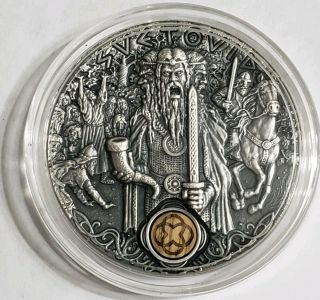 2019 2 Oz Silver Niue $2 Svetovid Thunder Slavic Gods Coin.