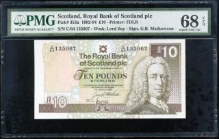 Scotland 10 Pounds 1994 P 353 Gem Unc Pmg 68 Epq Highest