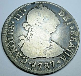 1787 Da Santiago Chile Spanish Silver 2 Reales Piece Of 8 Real Colonial Era Coin