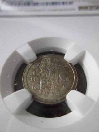 Netherlands East Indies 1/10 Gulden 1915 Ngc Unc Details