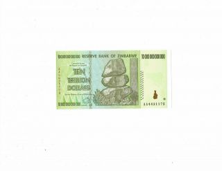 Zimbabwe 2008 10 Trillion Dollar Banknote Aa4431175 Uncirculated