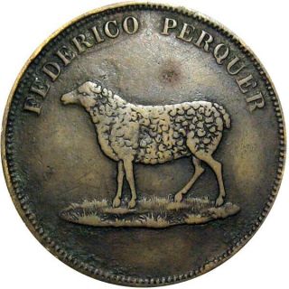 1805 Rio Negro Uruguay Sheep Shearing Token Estancia Del Ombu Tree
