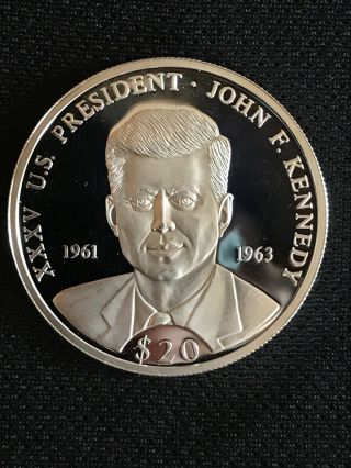 2000 Libera John F Kennedy.  999 Silver 20g 20dollars American