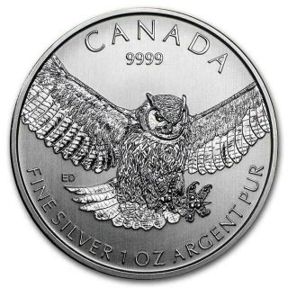Canada - 2015 - 1 Oz Silver Great Horned Owl - Birds Of Prey Series Coin