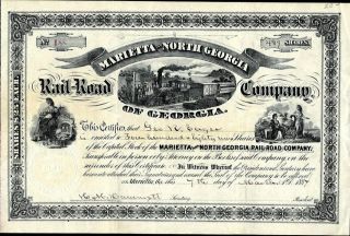 Marietta And North Georgia Rail Road Co Of Georgia,  1887,  Uncancelled Stock Cft.