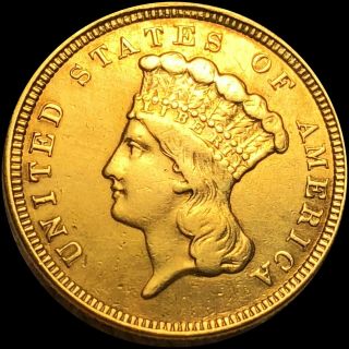 1854 $3 Gold Three Dollar Piece About Uncirculated " Detail " Collectible Coin Nr
