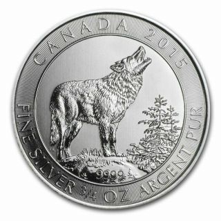 2015 3/4 Oz Canada Silver Grey Howling Wolf Coin (bu)