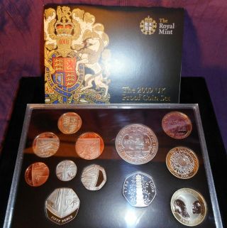 2009 United Kingdom Uk Royal W/ Kew Gardens 50p Deluxe 12 Coin Proof Set