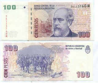 Argentina Note 100 Pesos (2010) Del Pont - Cobos B 3736 Serial M P 357 Xf