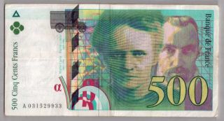 559 - 0043 France | Banque De France,  500 Francs,  1995,  Pick 160a,  Vf