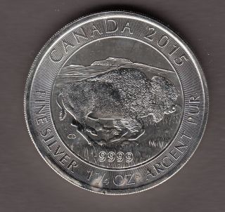Canada 2015 $8 Dollars Bison 1.  25 (1 1/4) Ounce Silver Coin