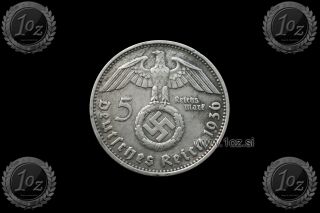 Germany Iii Reich Reichsmark 1936 D (hindenburg) Silver Coin (km 86) Xf