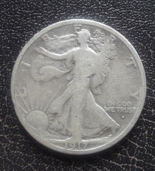 1917 - D Obv Walking Liberty Half Dollar