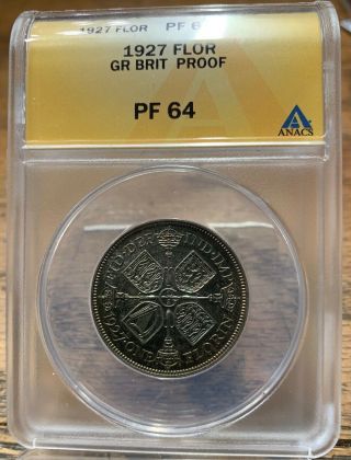 1927 Flor One Florin Great Britain Proof Pf64 Anacs 779