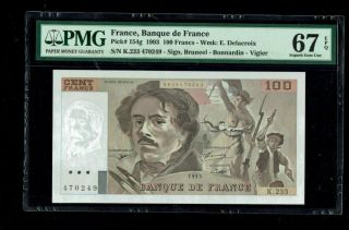 France | 1993 | 100 Francs | Pick 154g | Pmg - 67