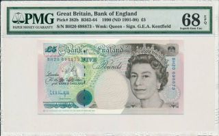 Bank Of England Great Britain 5 Pounds 1990 Pmg 68epq