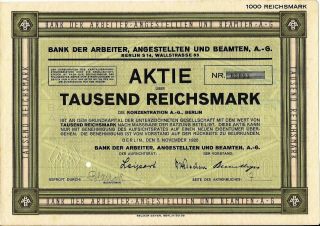 German Bond The Bank Workers,  Employees And Officials 1926 Bank Der Arbeiter