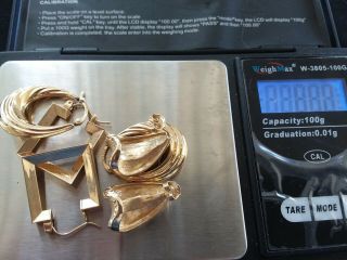 14k Gold Scrap Or Wear Jewelry 9.  69 Grams 3 Pairs Earrings