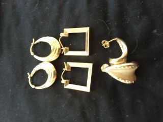 14K Gold Scrap or wear Jewelry 9.  69 Grams 3 pairs earrings 2
