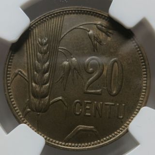 Lithuania 20 Centu 1925 Ngc Ms 64 Unc