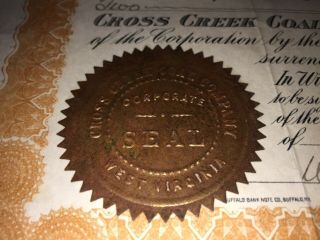 1907 CROSS CREEK COAL COMPANY CAPITAL STOCK CERTIFICATE WEST VIRGINIA 3