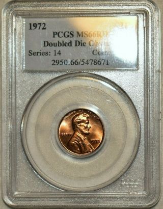 Pcgs Ms - 66 Rd 1972 - P Double Die Obverse Lincoln Cent Blazing,  Cherry - Red Piece