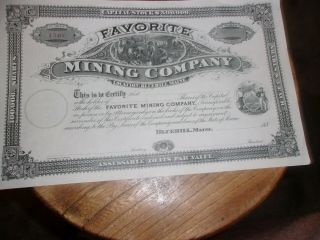 Favorite Mining Company Of Blue Hill,  Maine Unissued 188 - -