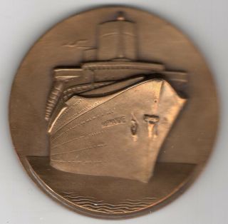 Undated French Medal For The Ship Normandie,  C.  G.  Transatlantic French Line
