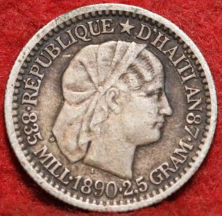 1890 Haiti 10 Centimes Foreign Coin