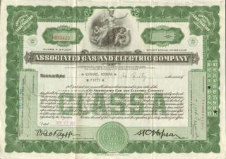 Associated Gas And Electric York Power Utility Stock Certificate Share