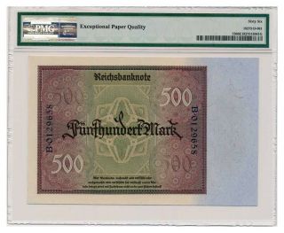 GERMANY banknote 500 MARK 1922.  PMG MS - 66 EPQ 2