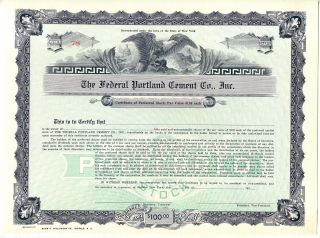 The Federal Portland Cement Co. ,  Inc.  Stock Certificate York
