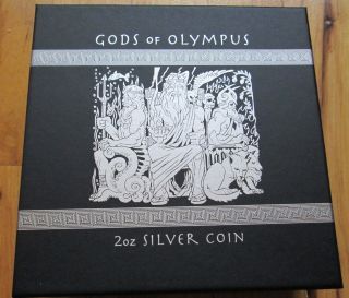 2014 Tuvalu 2oz Gods of Olympus Zeus.  999 Silver Rimless High Relief Coin w/ Box 4