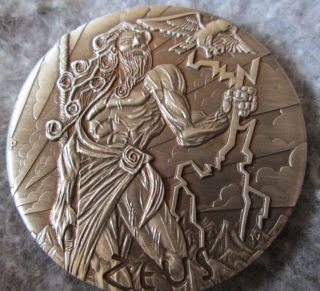 2014 Tuvalu 2oz Gods of Olympus Zeus.  999 Silver Rimless High Relief Coin w/ Box 7