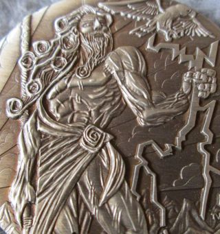 2014 Tuvalu 2oz Gods of Olympus Zeus.  999 Silver Rimless High Relief Coin w/ Box 8