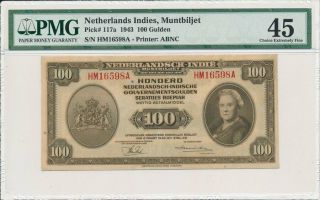 Muntbiljet Netherlands Indies 100 Gulden 1943 Pmg 45