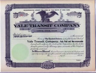 Yale Transit Company Stock Certificate Steamboat Great Lakes
