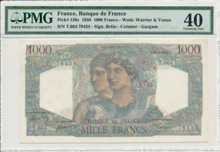 Banque De France France 1000 Francs 1950 Pmg 40
