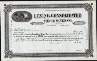 Luning Consolidated Silver Mines Co Of Nevada,  19 - -,  Unissued,  Crisp Stock Cft