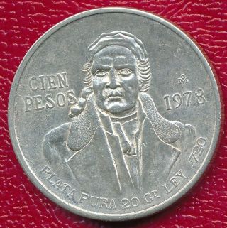 Mexico 1978 100 Peso Silver Coin Lightly Circulated Silver Coin