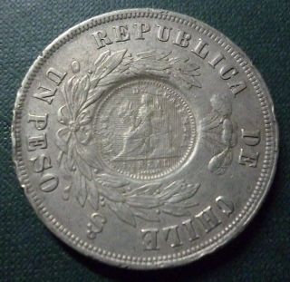 Guatemala Silver Coin 1 Peso,  Km216 Vf 1894 (countermark On Chile 1 Peso 1876)