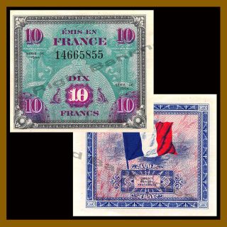 France 10 Francs,  1944 P - 116 Wwii Allied Military Currency About Unc (au)